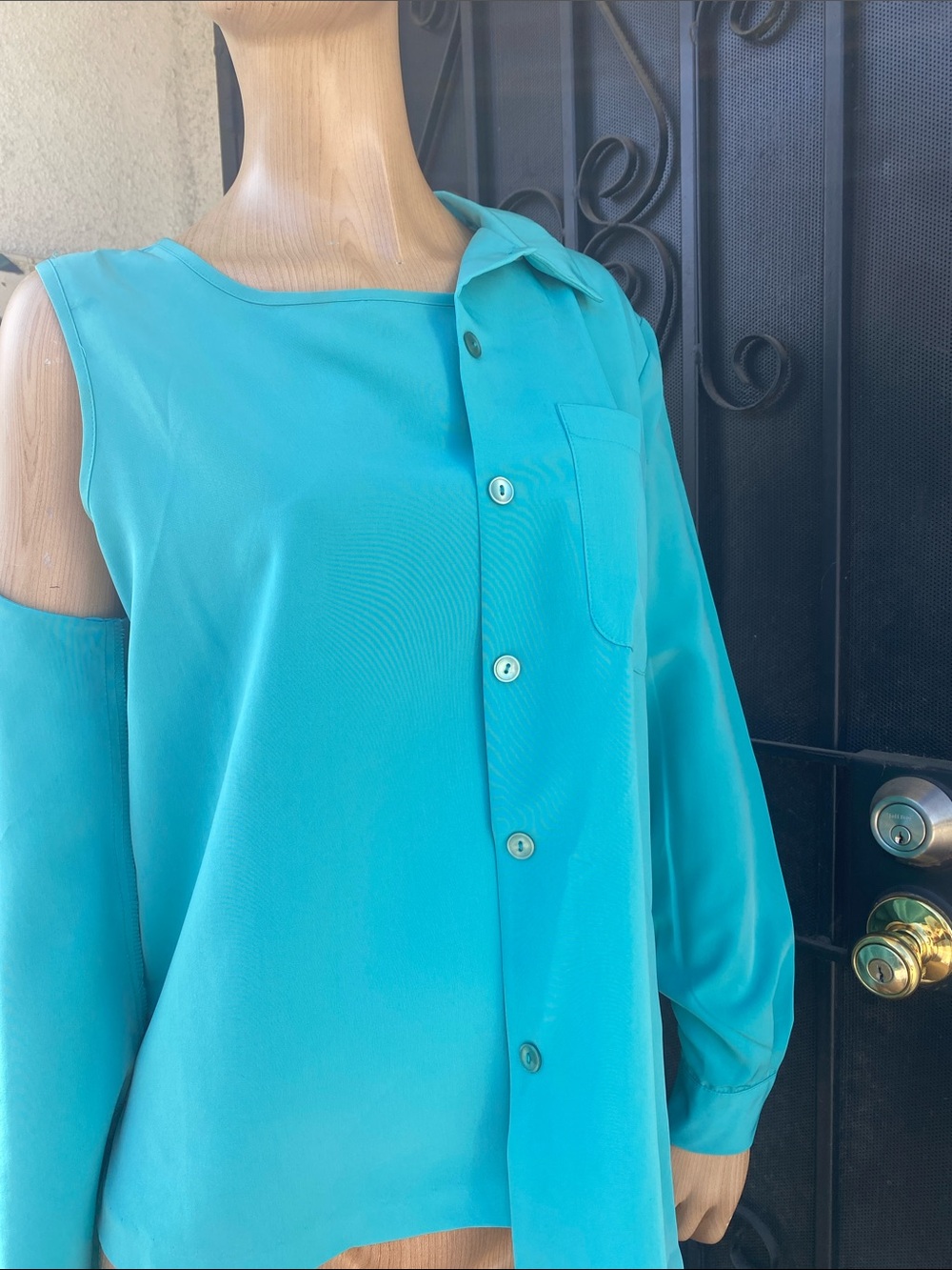 Women's Turquoise Button-Down Shirt - Classic Relaxed Fit with shirt set
